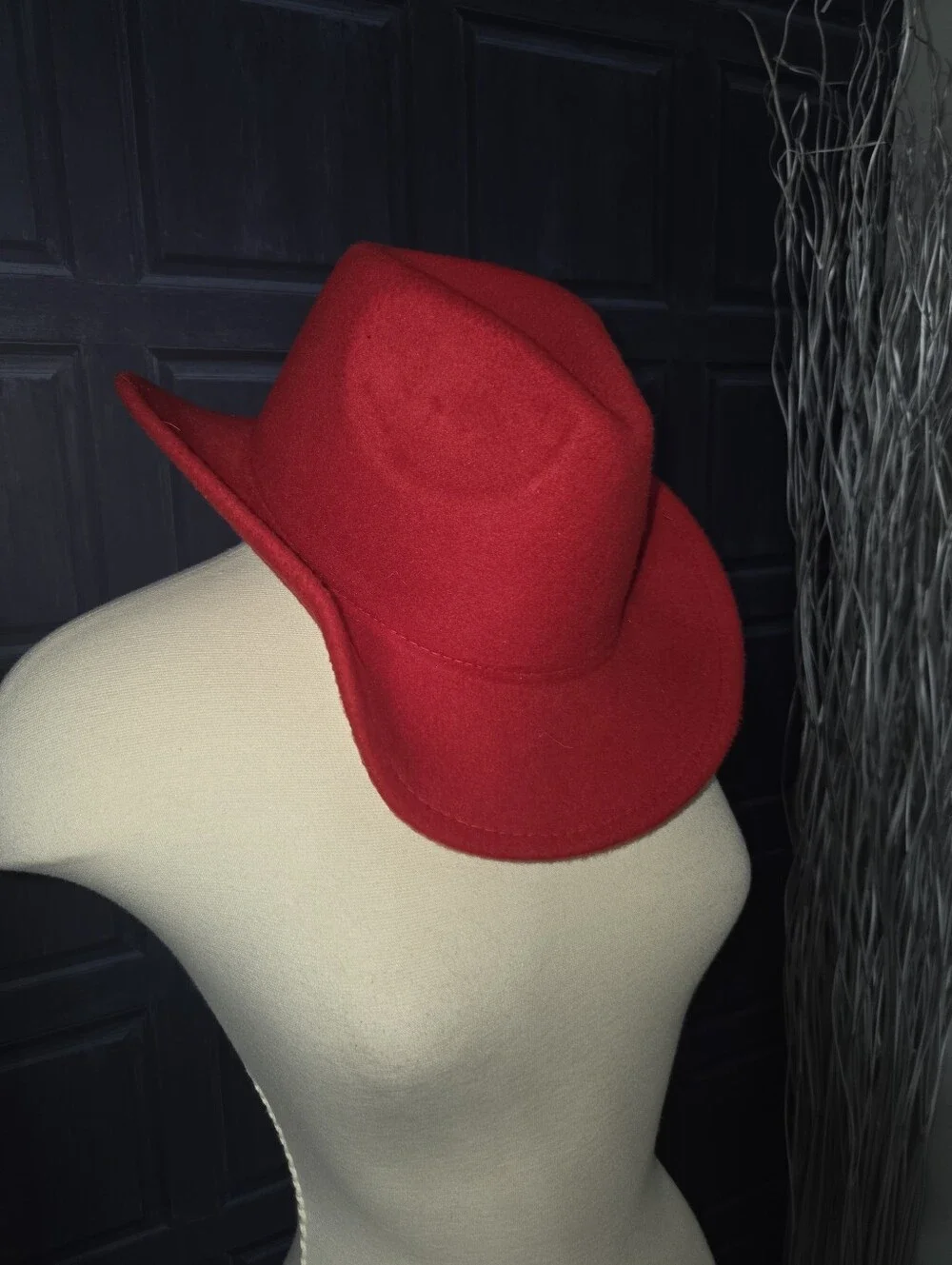 Ina Red Felt Fedora Hat - Structured Wide Brim